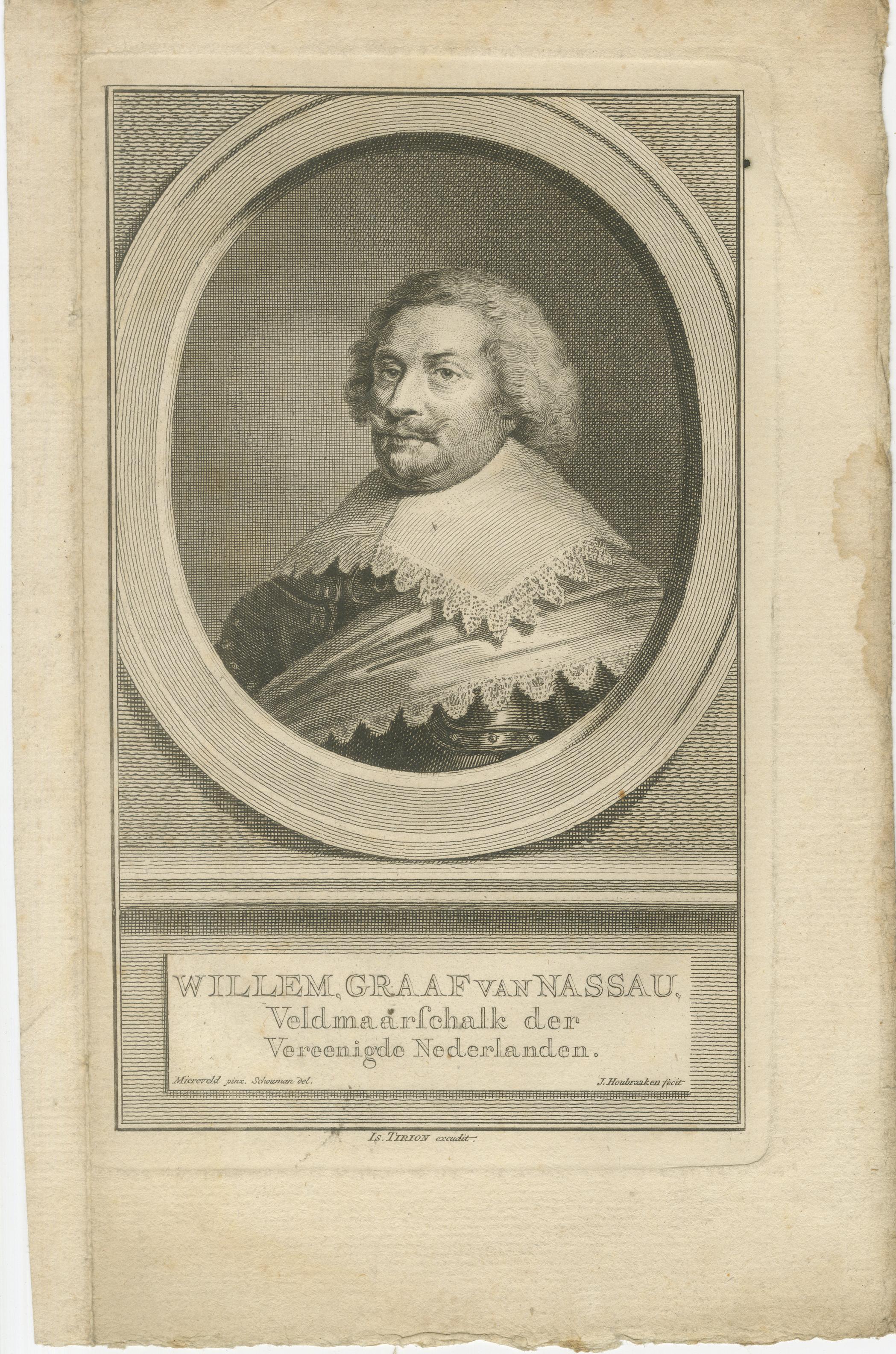 Dutch Military Commanders – Brunswick, Van Reede, and Van Nassau Portraits, 1755 In Good Condition For Sale In Langweer, NL