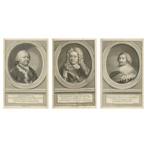 Dutch Military Commanders – Brunswick, Van Reede, and Van Nassau Portraits, 1755