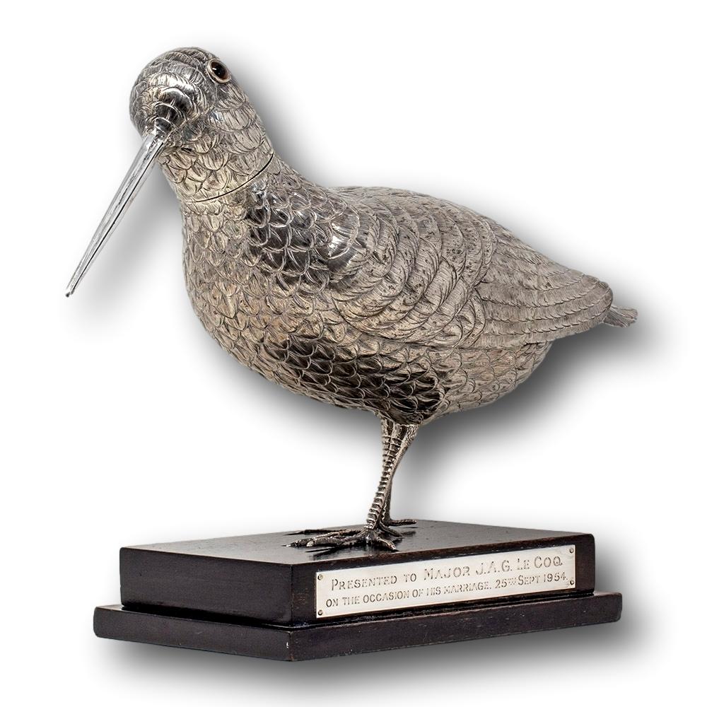 Regalo Militar Holandés Figura de plata con colador de azúcar Woodcock Vaciado en venta
