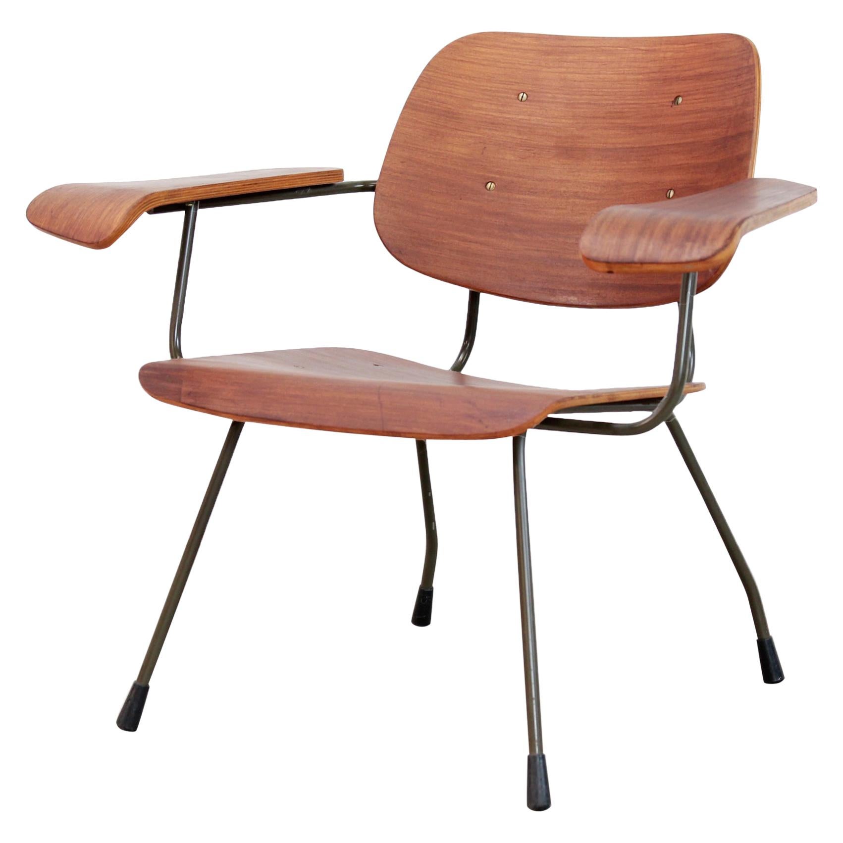 Dutch Minimalist Design Teak Armchair by Tjerk Reijenga Model 8000 for Pilastro