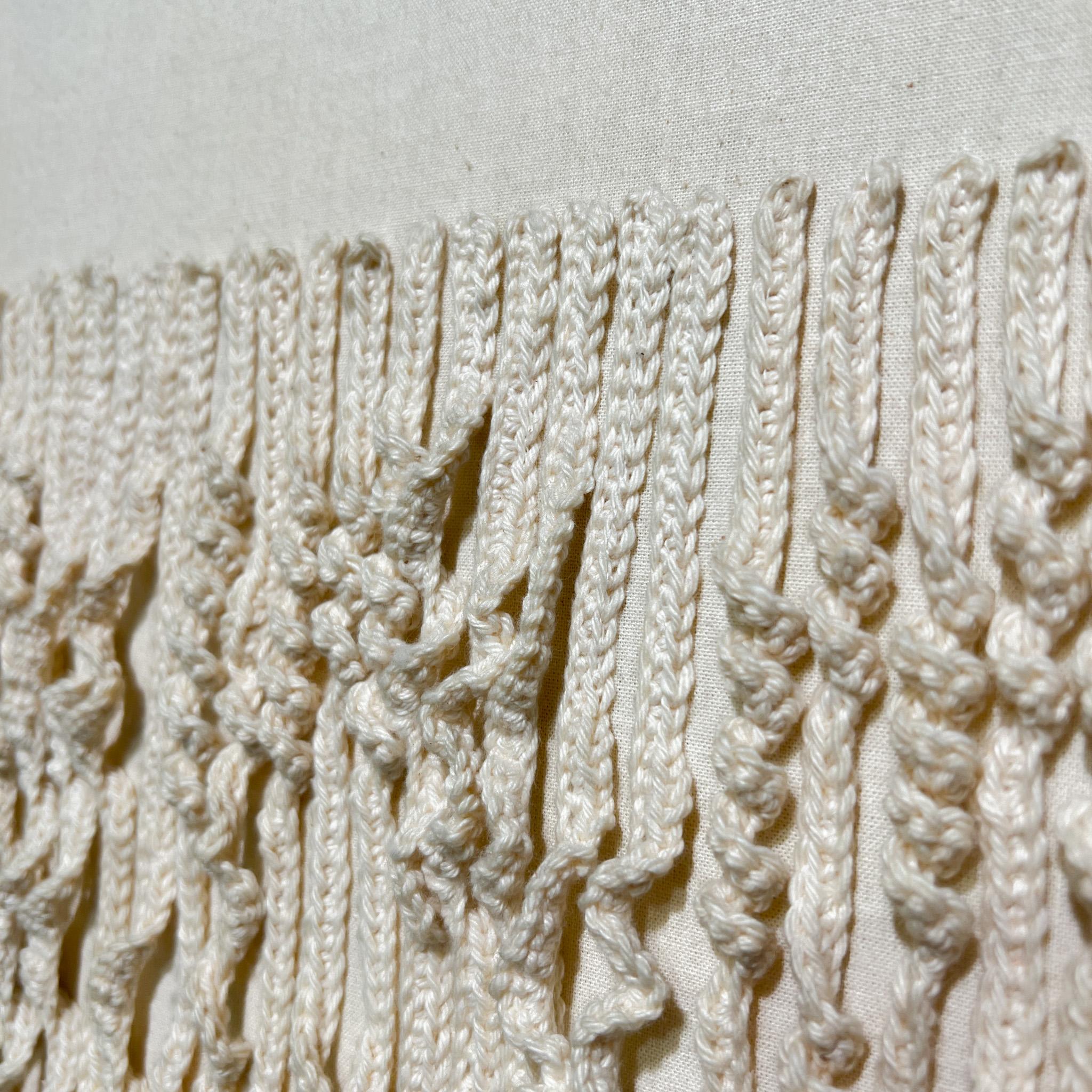 Niederländisches minimalistisches / Zero Textil-Kunstwerk aus gewebten Linien mit weißem Stoff 3