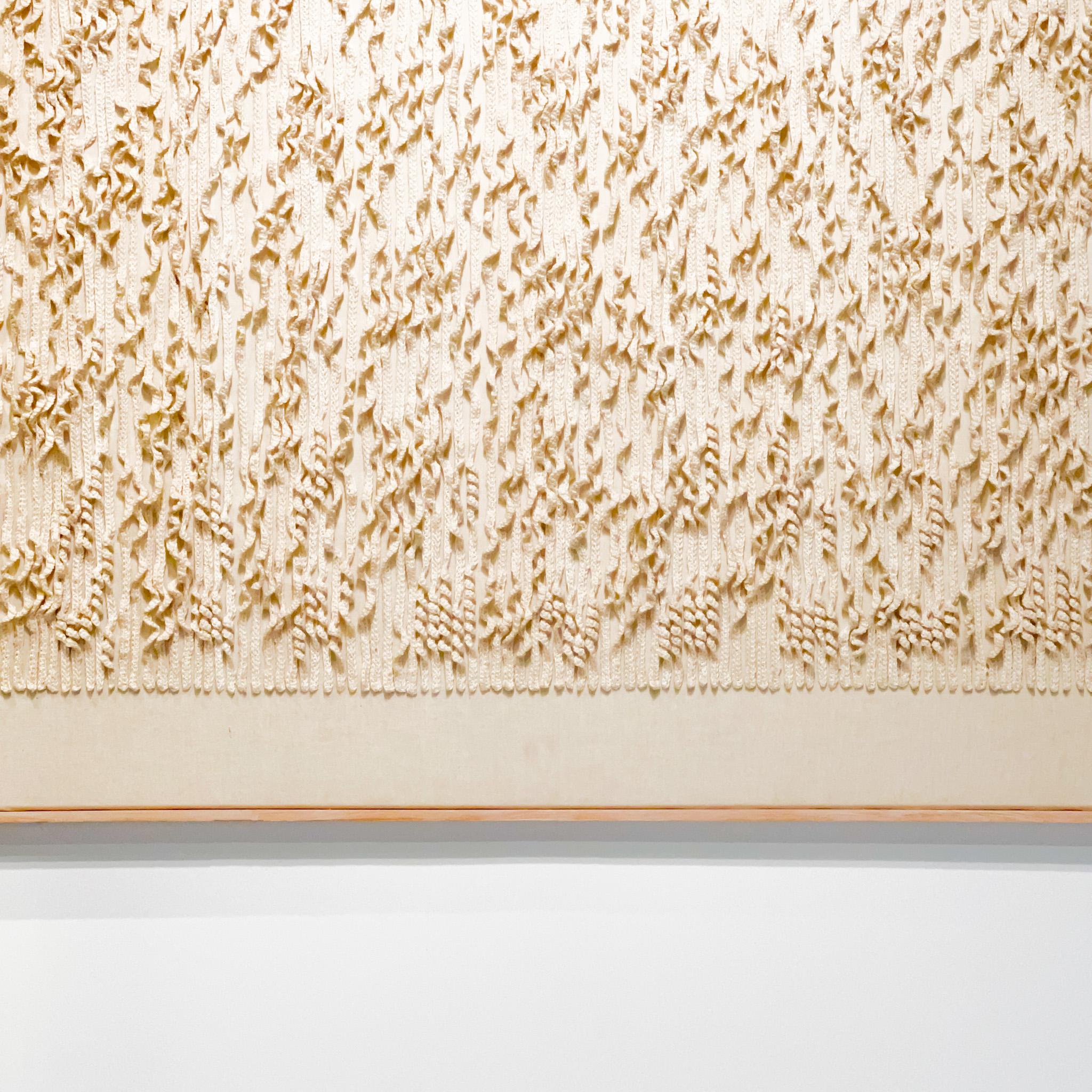 Niederländisches minimalistisches / Zero Textil-Kunstwerk aus gewebten Linien mit weißem Stoff (Handgewebt)