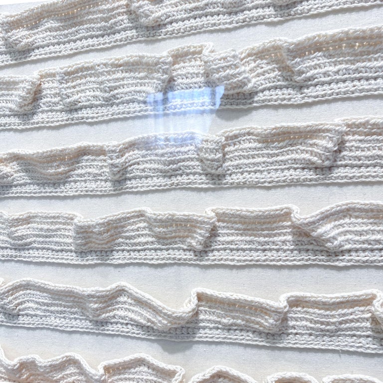 Dutch Minimalist / Zero Textile Woven Lines Artwork in White Fabric For ...