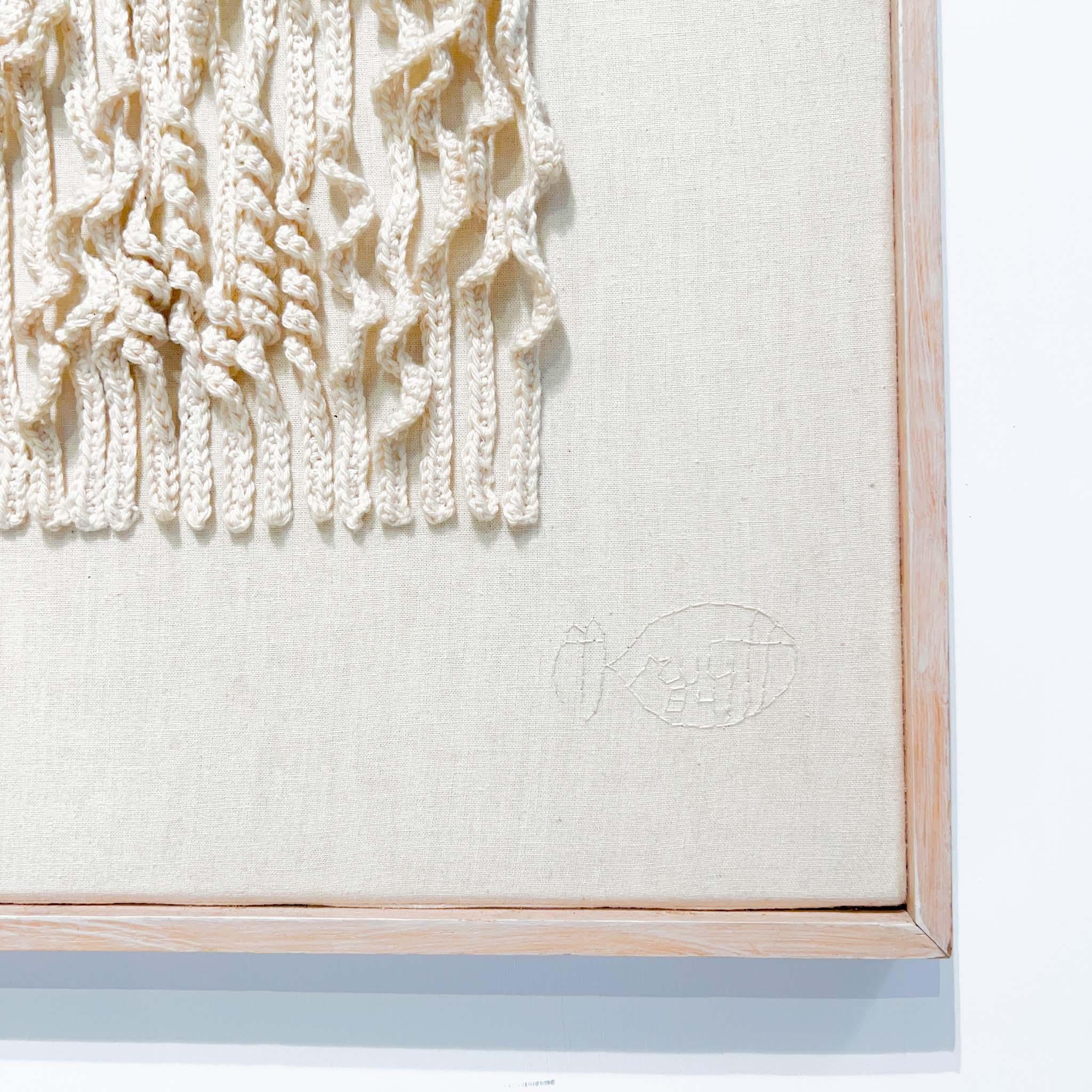 20th Century Dutch Minimalist / Zero Textile Woven Lines Artwork in White Fabric