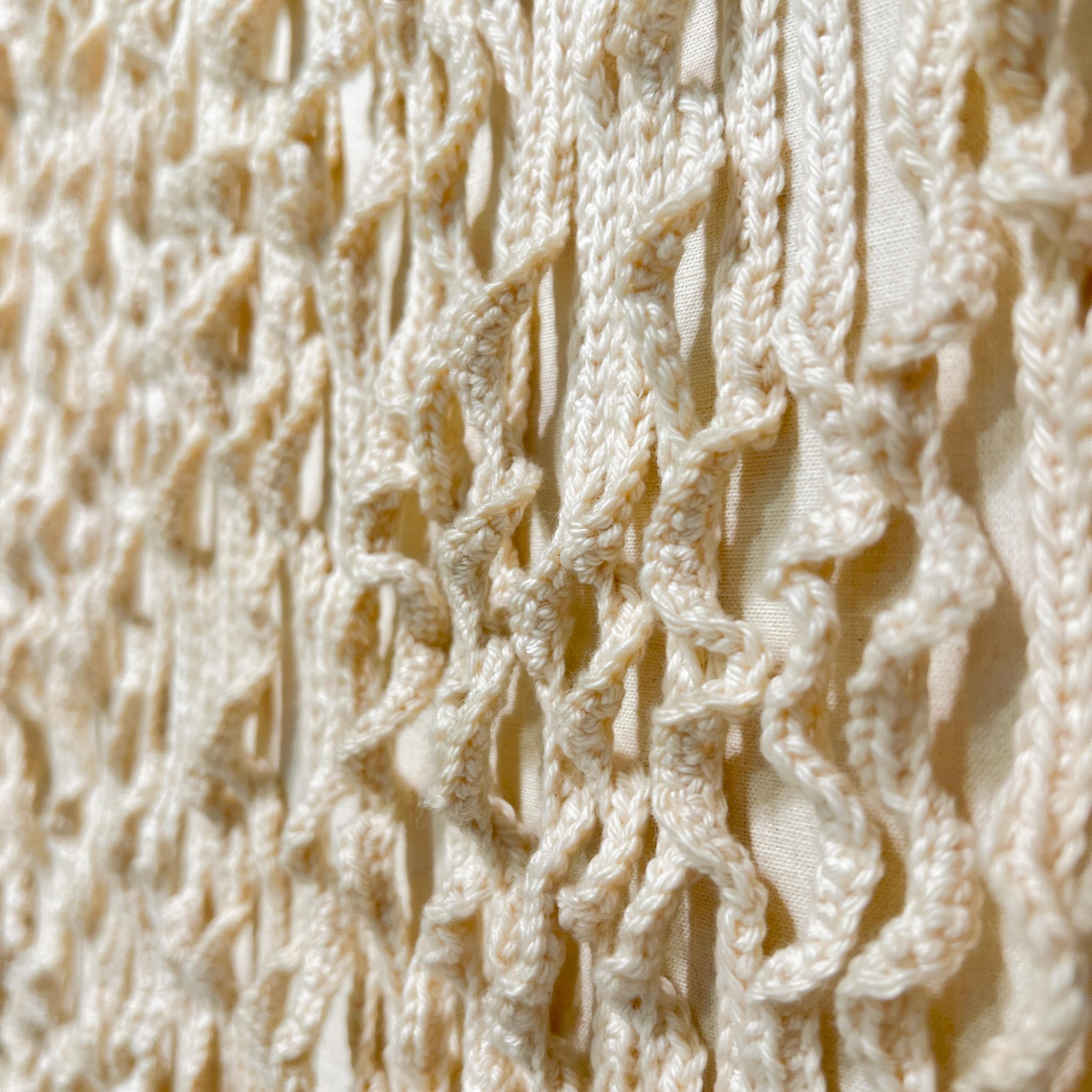 Niederländisches minimalistisches / Zero Textil-Kunstwerk aus gewebten Linien mit weißem Stoff (Baumwolle)
