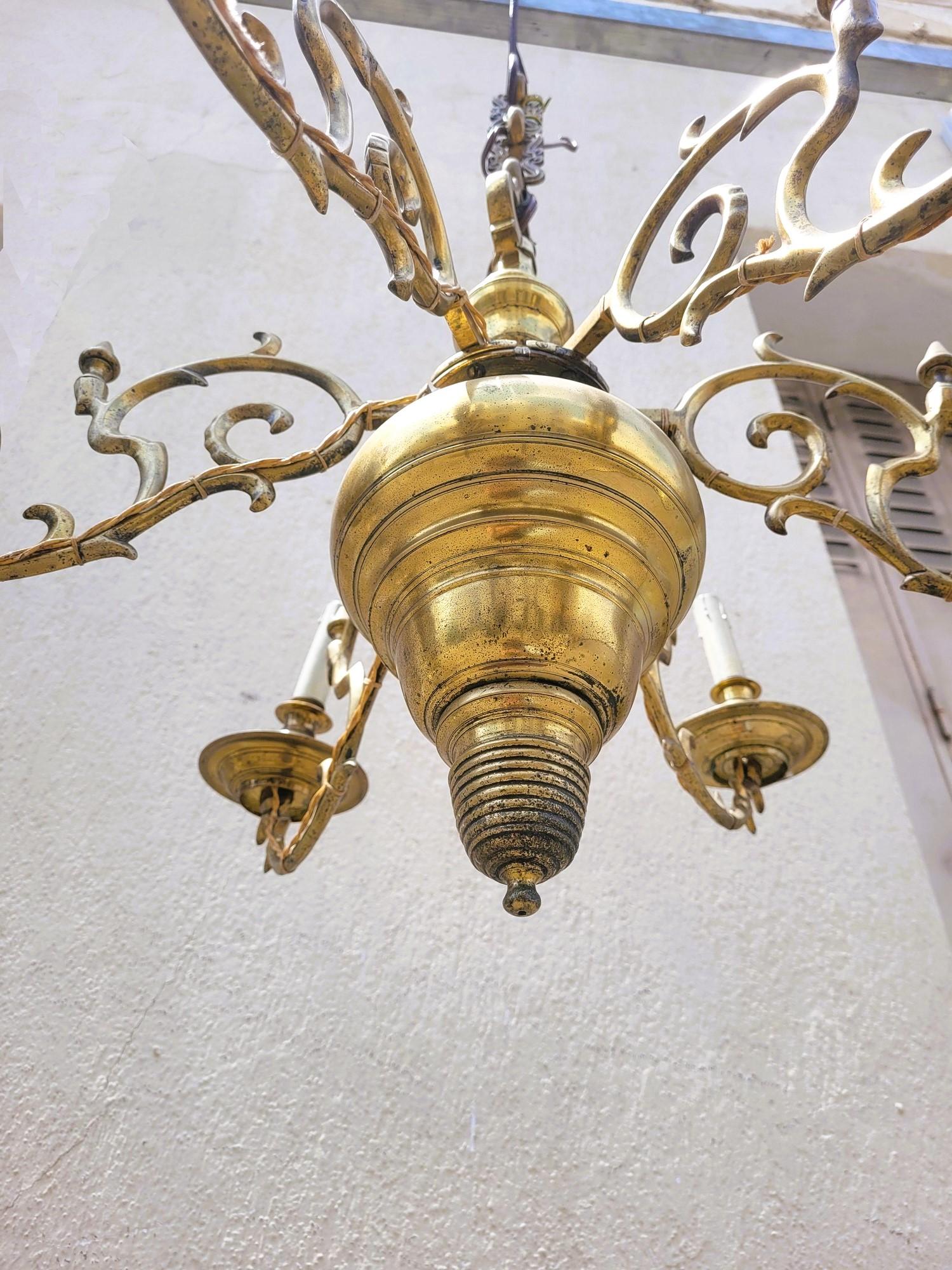 Lampadario olandese in bronzo, XIX secolo in vendita 2