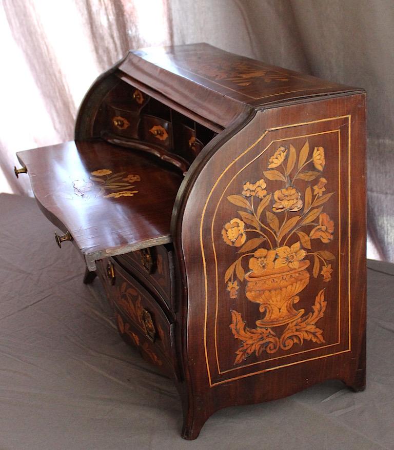 European Dutch Model of a Bombe Bureau Inlaid with Fruit Woods, circa 1860 For Sale