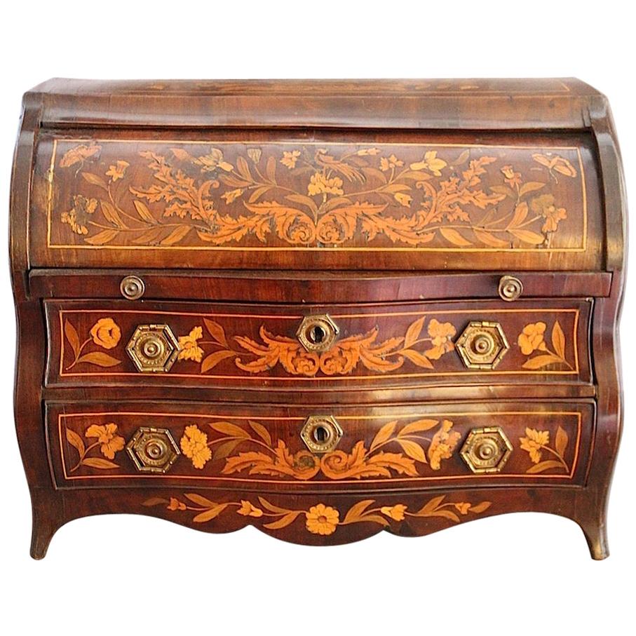Dutch Model of a Bombe Bureau Inlaid with Fruit Woods, circa 1860 For Sale