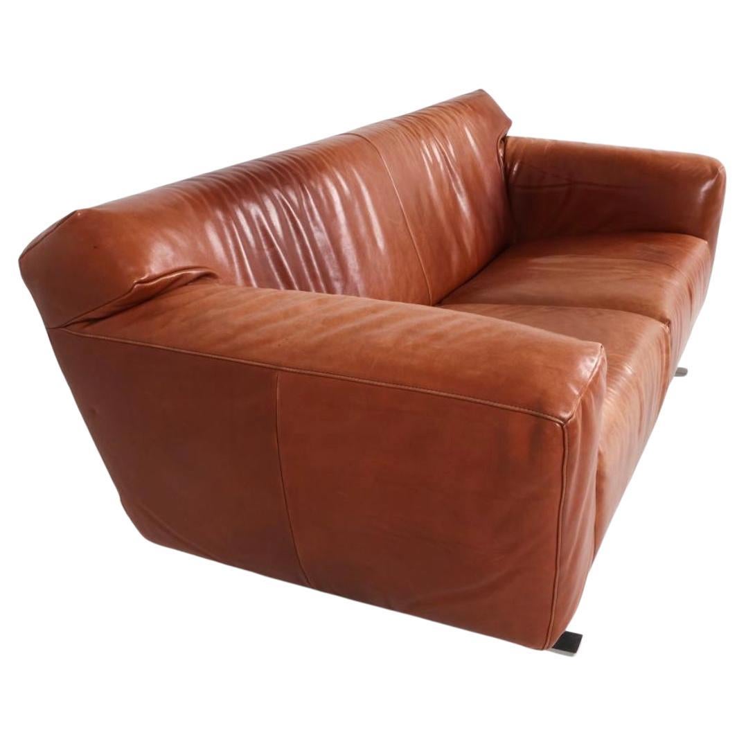 Scandinavo moderno Divano moderno olandese in pelle color cognac di Gerard Van Den Berg in vendita
