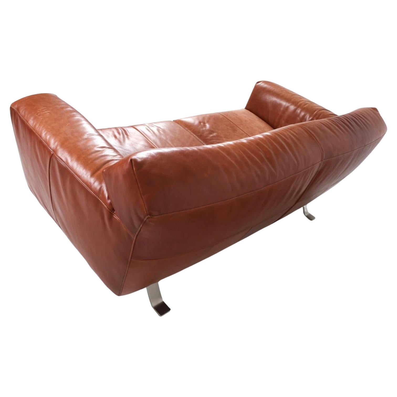 Falegnameria Divano moderno olandese in pelle color cognac di Gerard Van Den Berg in vendita