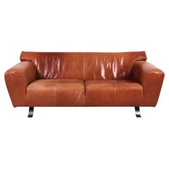 Dutch Modern Cognac Leather loveseat sofa by Gerard Van Den Berg