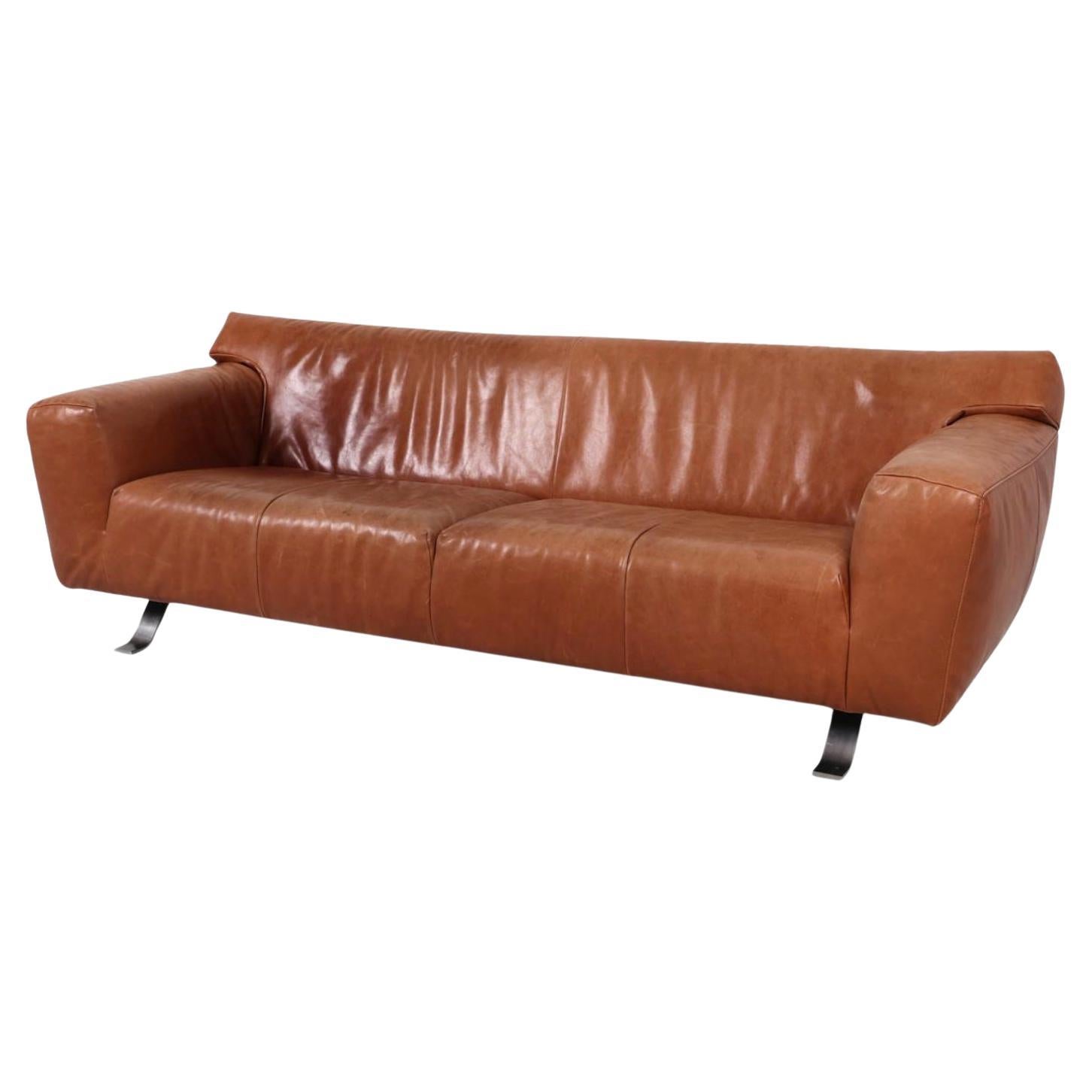 Scandinave moderne Canapé moderne néerlandais en cuir cognac par Gerard Van Den Berg en vente