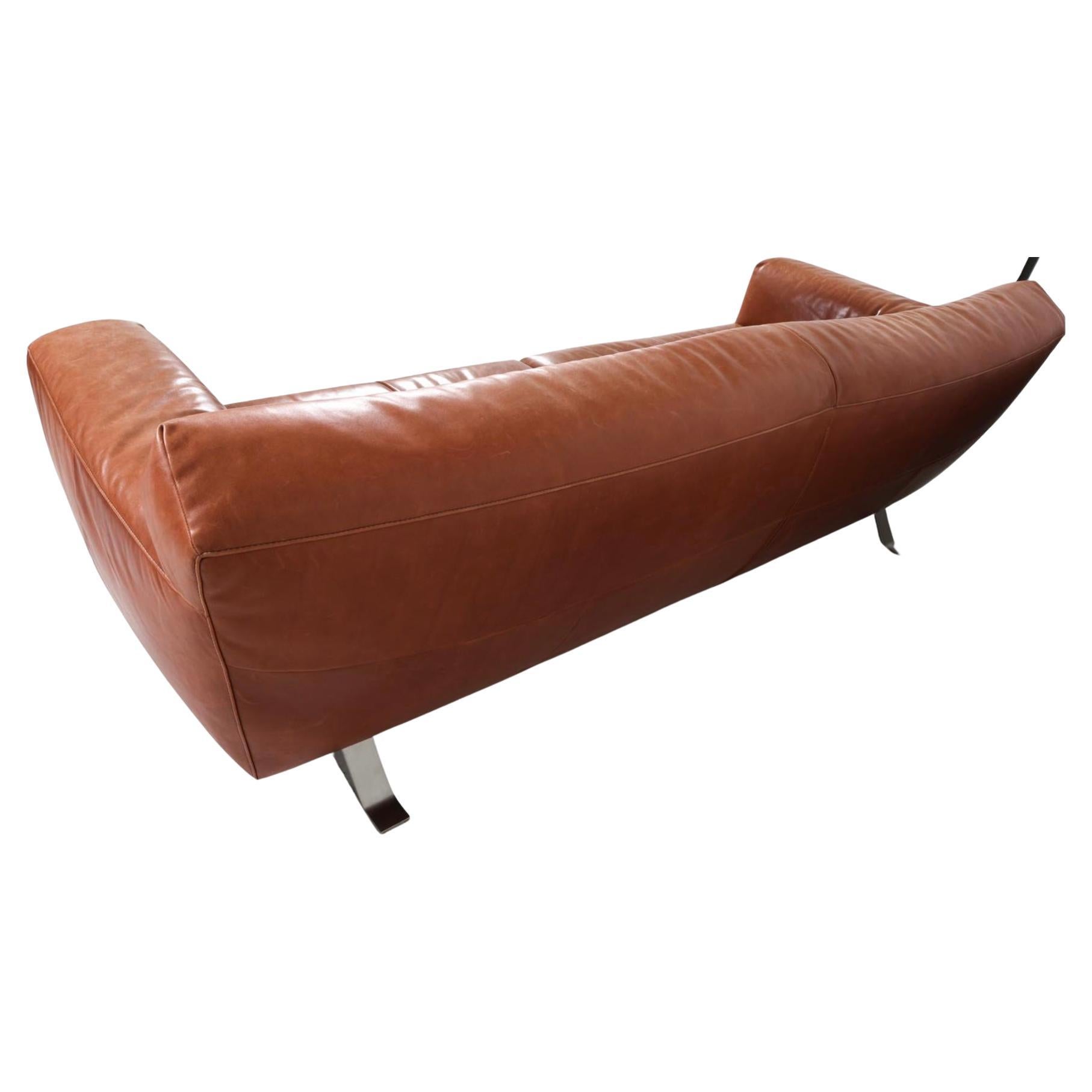 Néerlandais Canapé moderne néerlandais en cuir cognac par Gerard Van Den Berg en vente