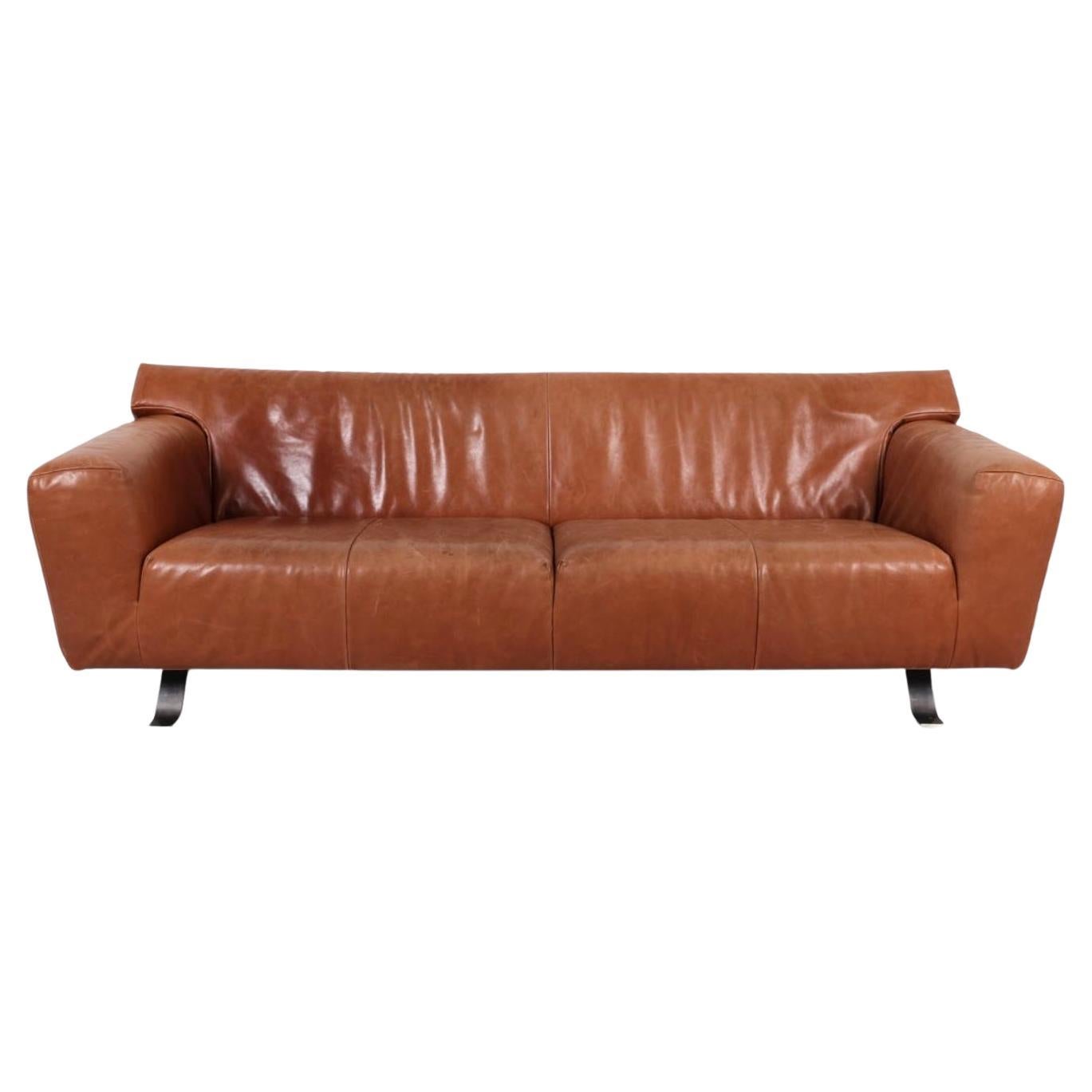 Dutch Modern Cognac Leather sofa by Gerard Van Den Berg