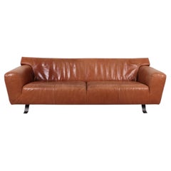 Divano moderno olandese in pelle cognac di Gerard Van Den Berg