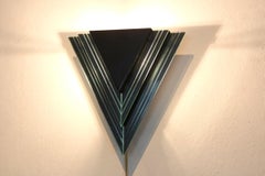 Dutch Modern Glass and Steel Triangular Wall Sconces