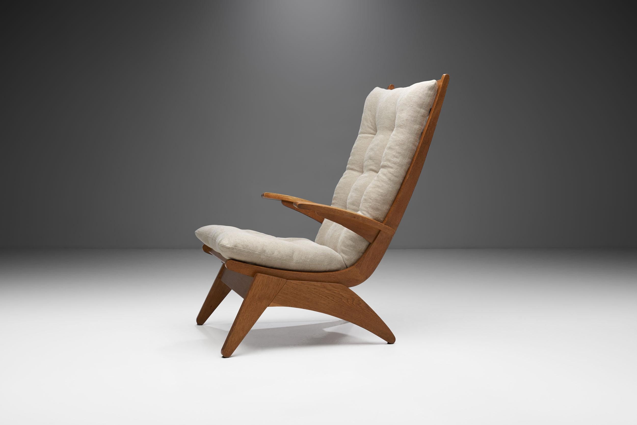 Mid-Century Modern Dutch Modern High Back Chair by Jan den Drijver for De Stijl, The Hague 1950s For Sale