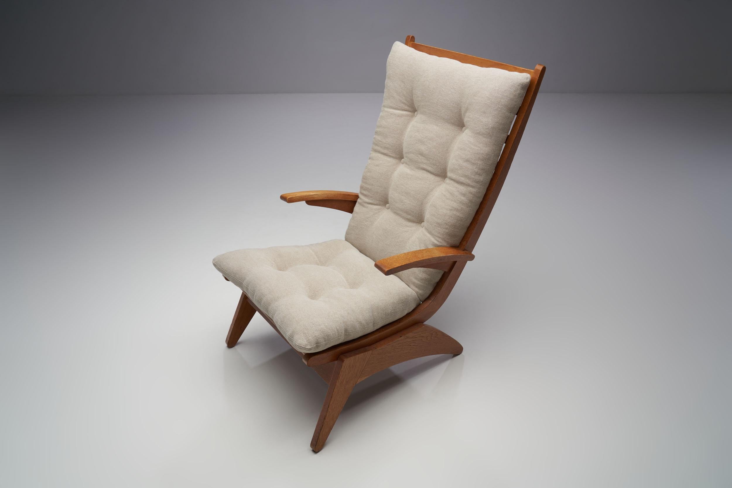 Fabric Dutch Modern High Back Chair by Jan den Drijver for De Stijl, The Hague 1950s For Sale