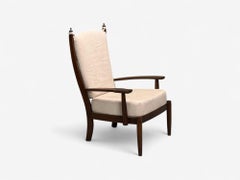 Dutch Modern, Oak, Fabric, Armchair, Netherlands, 1960s