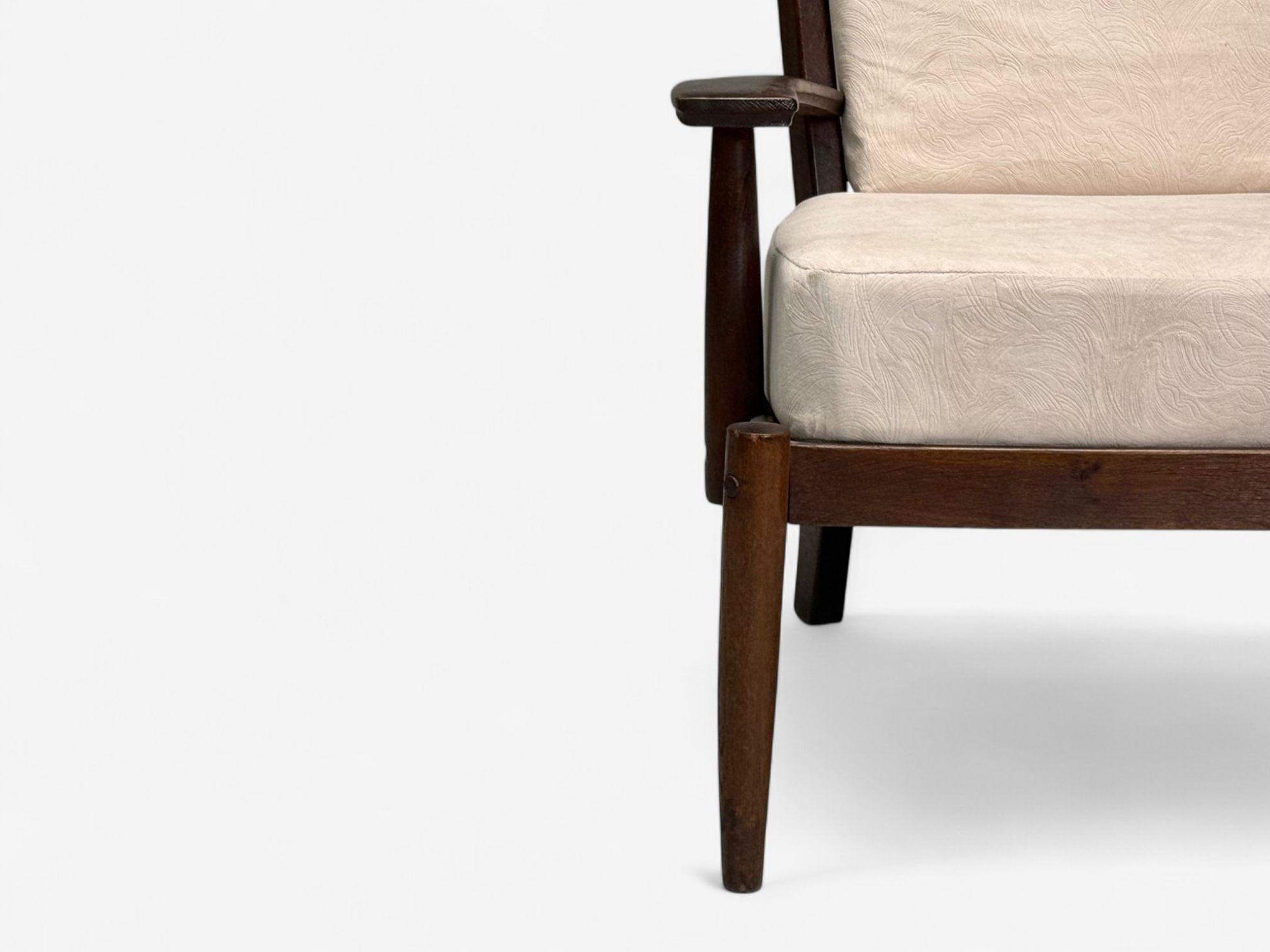Sillón Moderno Holandés, Roble, Tela, Países Bajos, Años 60 en venta 1