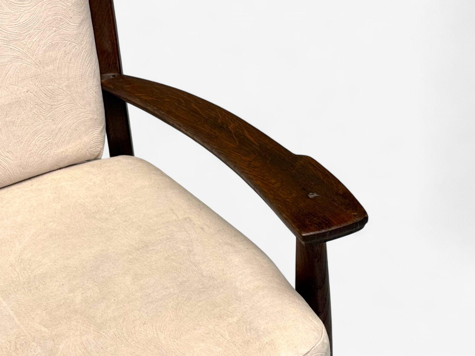 Sillón Moderno Holandés, Roble, Tela, Países Bajos, Años 60 en venta 2