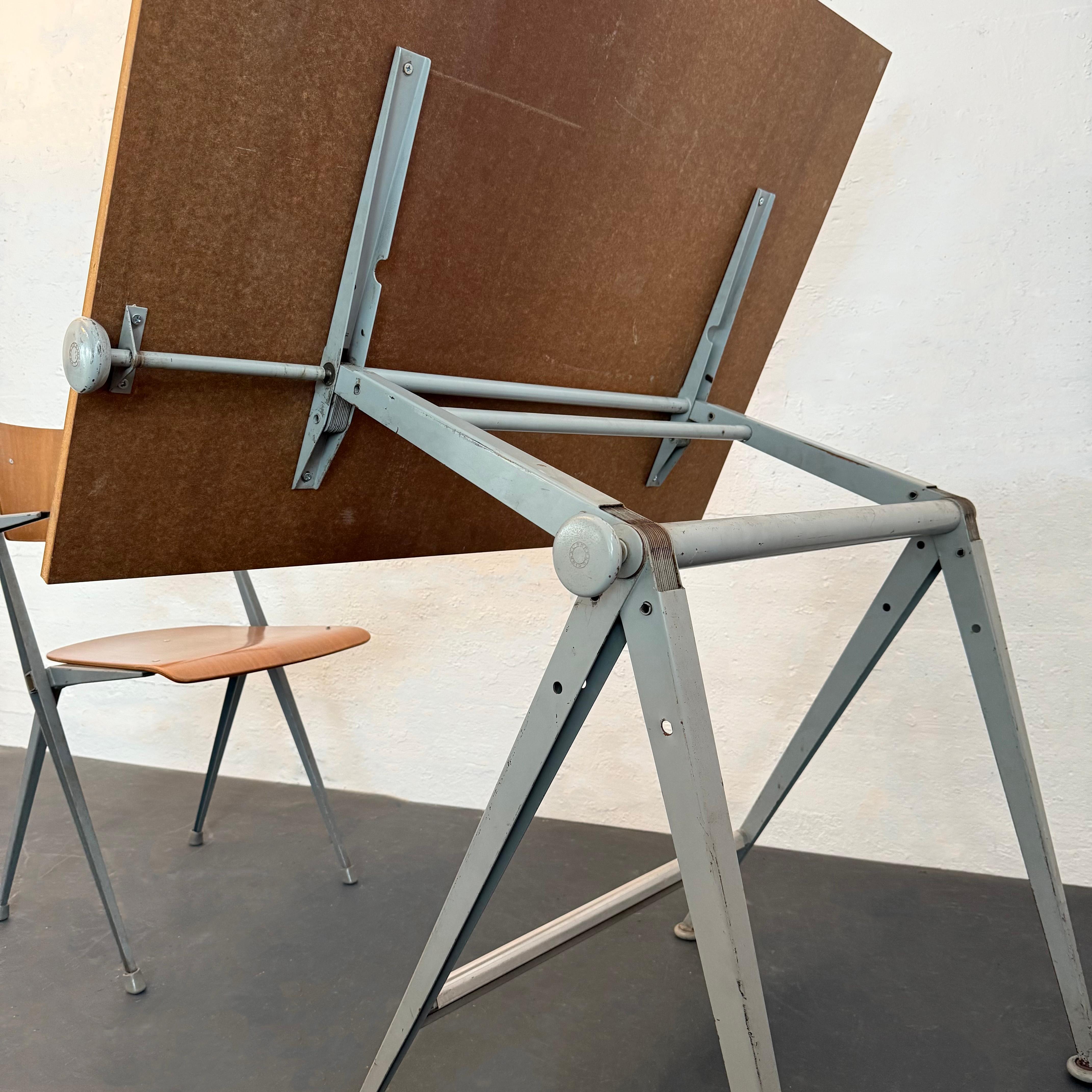 Steel Dutch Modern Reply Drafting Table Set By Wim Rietveld And Friso Kramer For Sale