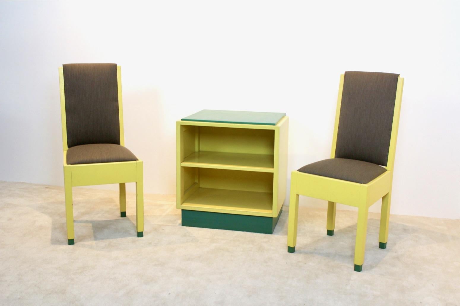 Dutch Modernism High Back Chairs and Cabinet by Jan den Drijver for ‘De Stijl’ For Sale 6