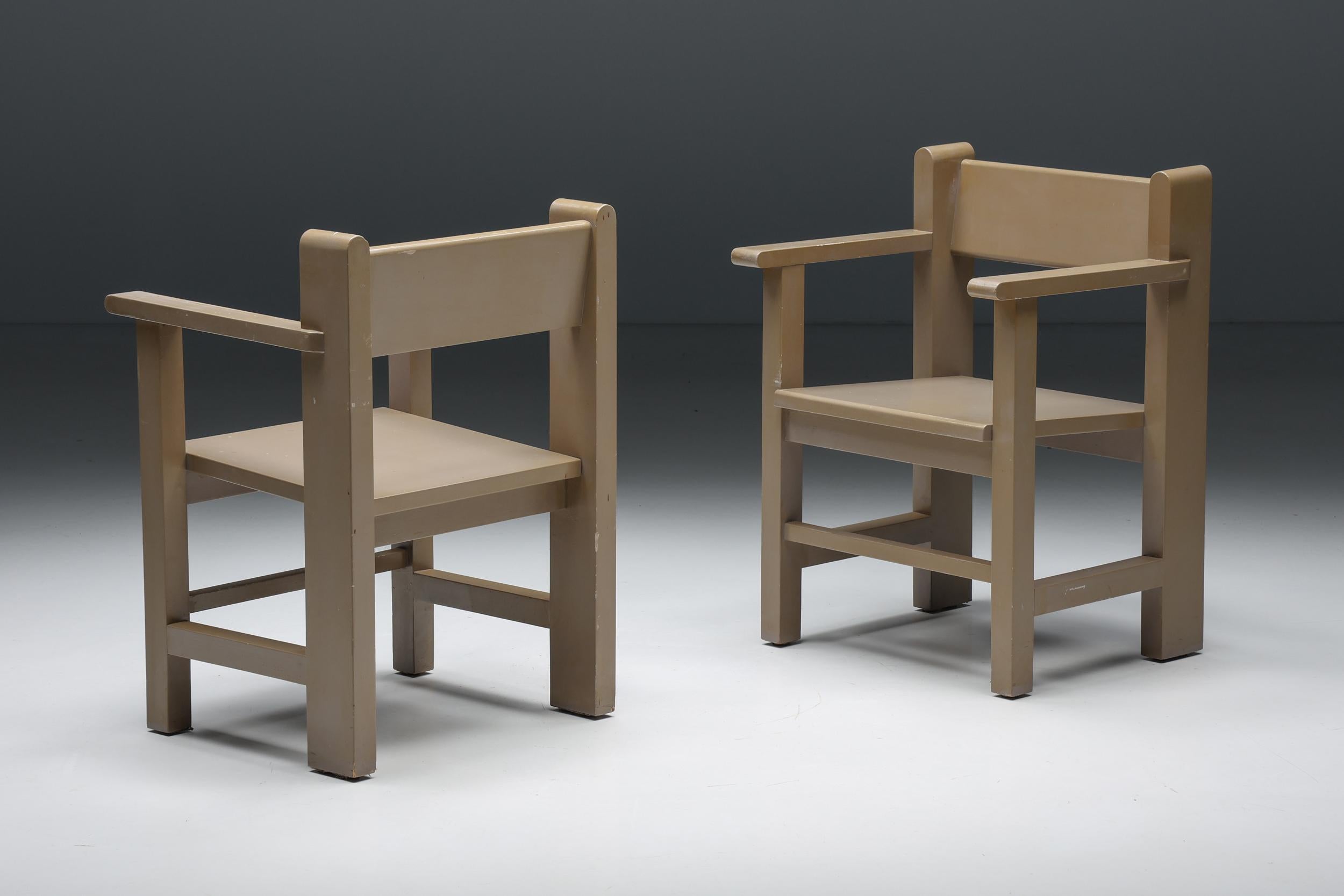 Wood Dutch Modernist 'Bossche School' Armchairs by Gerard Wijnen, 1950s For Sale