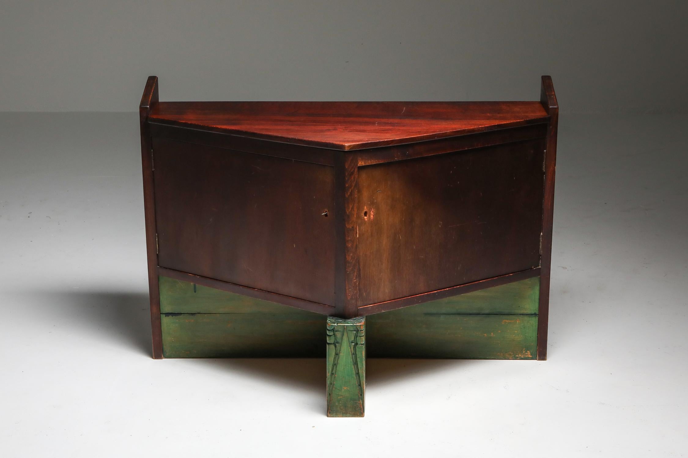 Hildo Krop, Dutch modernist 'Amsterdam School' cabinet, Netherlands, 1920s

Rare dutch modernist piece from the early 1920s
It caries elements of the expressive and dramatic Amsterdam School style. But also a reduction to the essentials of form