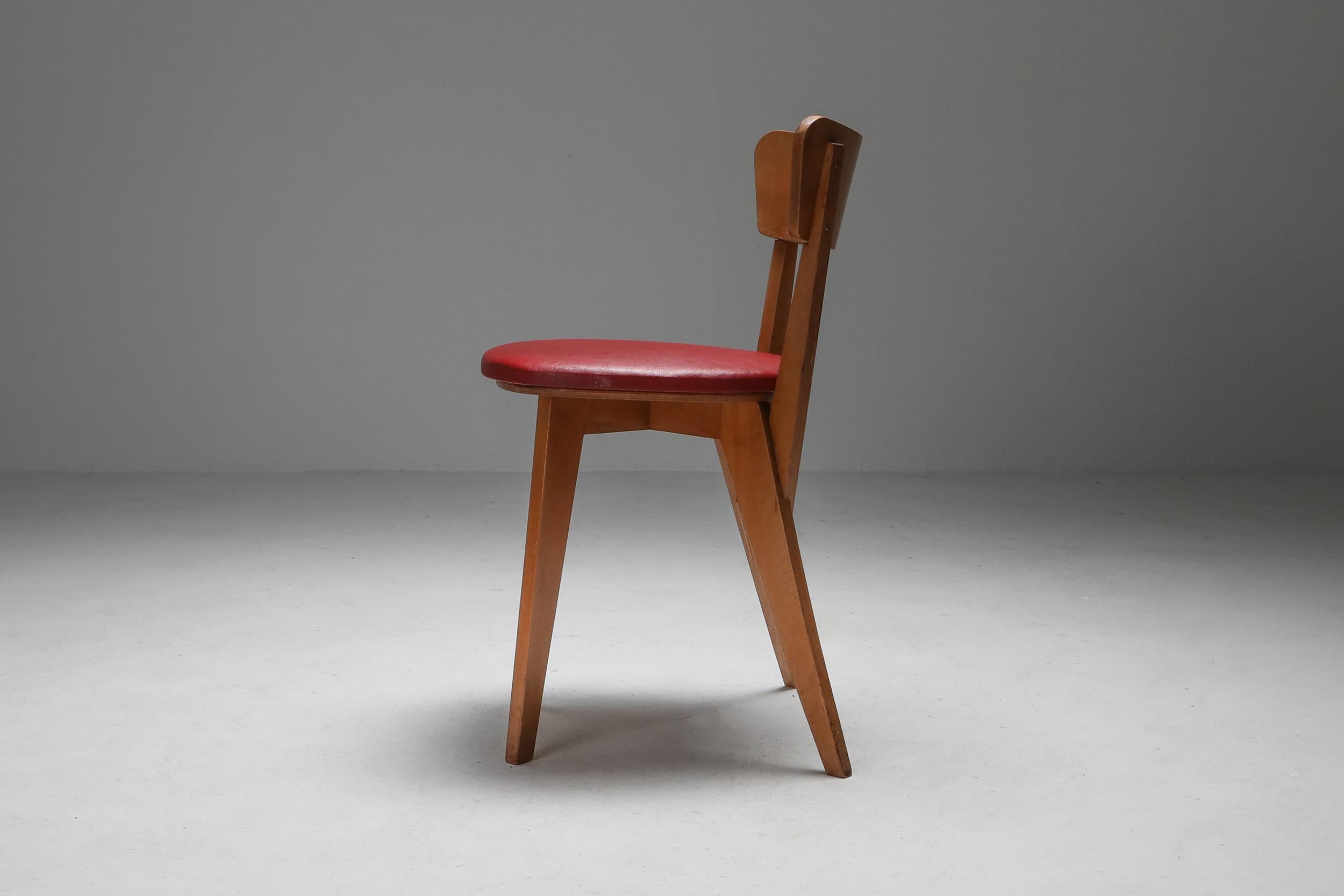 Niederländischer modernistischer Stuhl von Wim Den Boon, 1947 (Leder) im Angebot