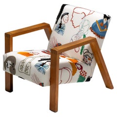 Dutch Modernist Chair in Pierre Frey Fabric, 1960s