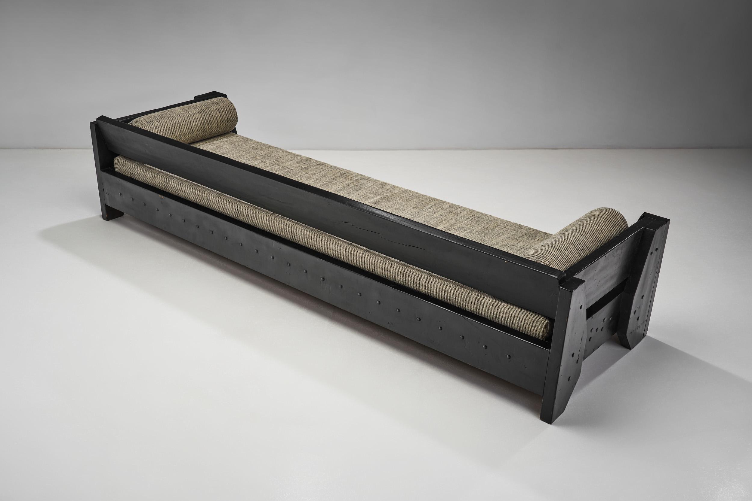 Fabric Dutch Modernist Daybed in the Bossche School Style, the Netherlands, 1960s