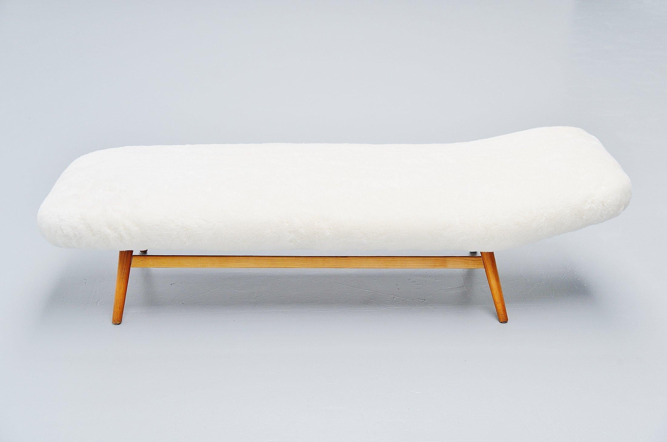 Dutch Modernist Daybed with Teddy Fabric, Holland, 1950 1