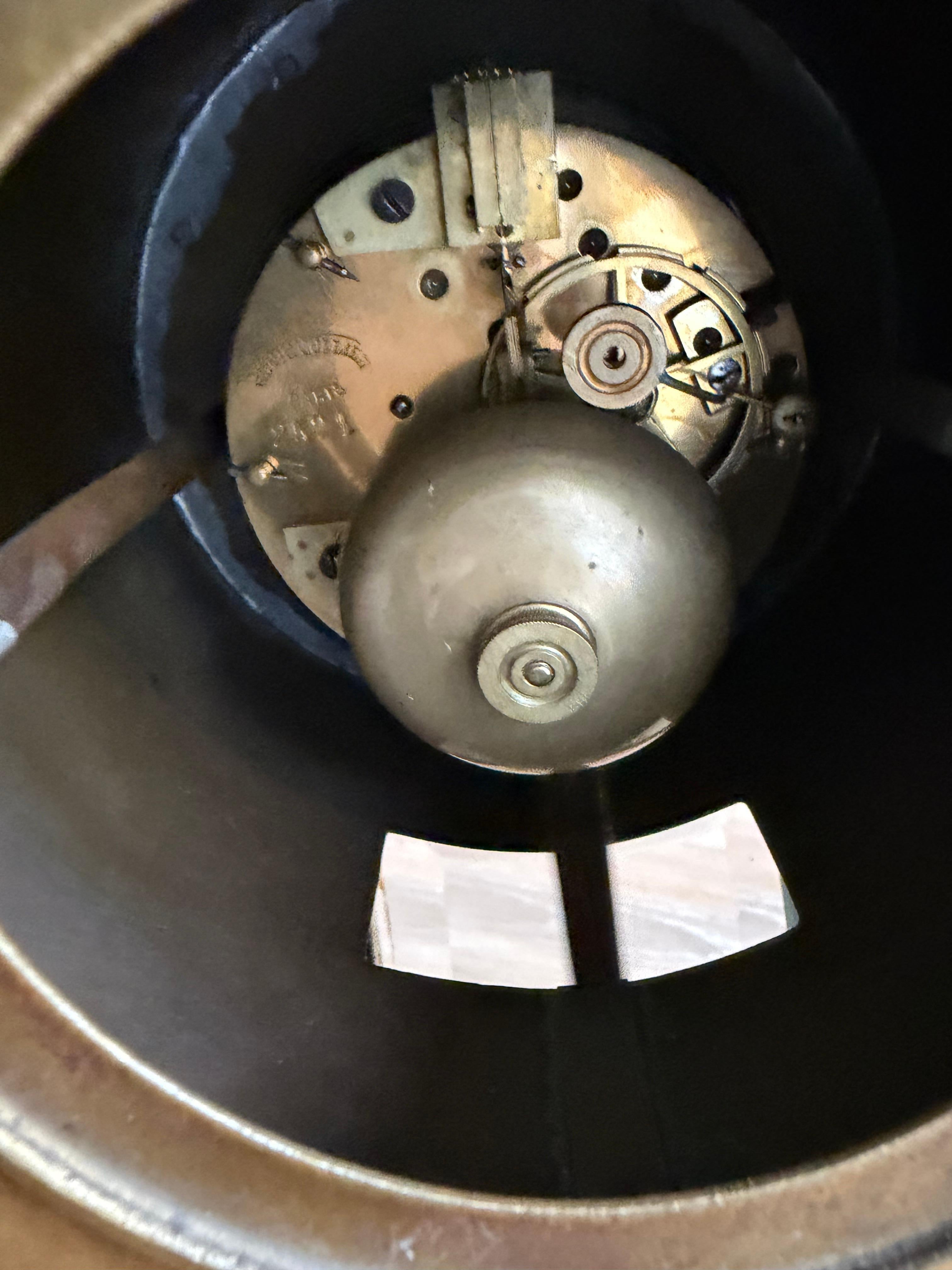 Dutch Modernist Design Hand Crafted Brass & Beveled Glass Table / Mantle Clock For Sale 8