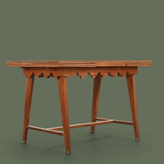 Dutch Modernist Extending Dining Table, Scalloped Apron, Ash, 1950s
