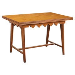 Dutch Modernist Extending Dining Table, Scalloped Apron, Ash, 1950s