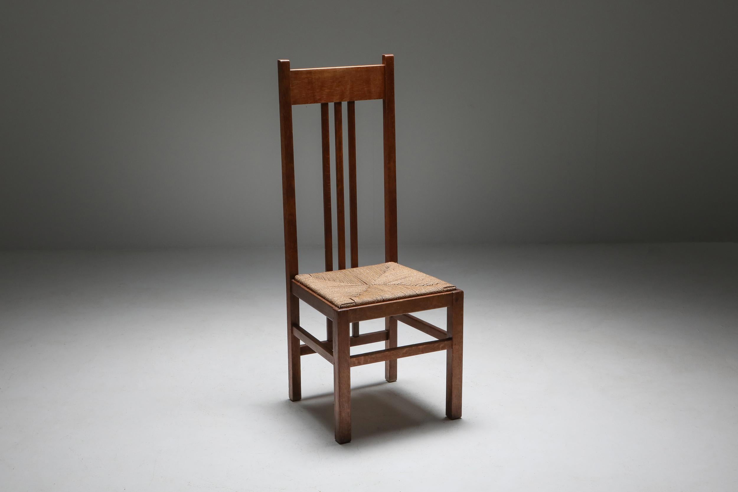 Holländische Modernistenstühle mit hoher Rückenlehne und Corde-Sitz, 1920er Jahre (20. Jahrhundert) im Angebot
