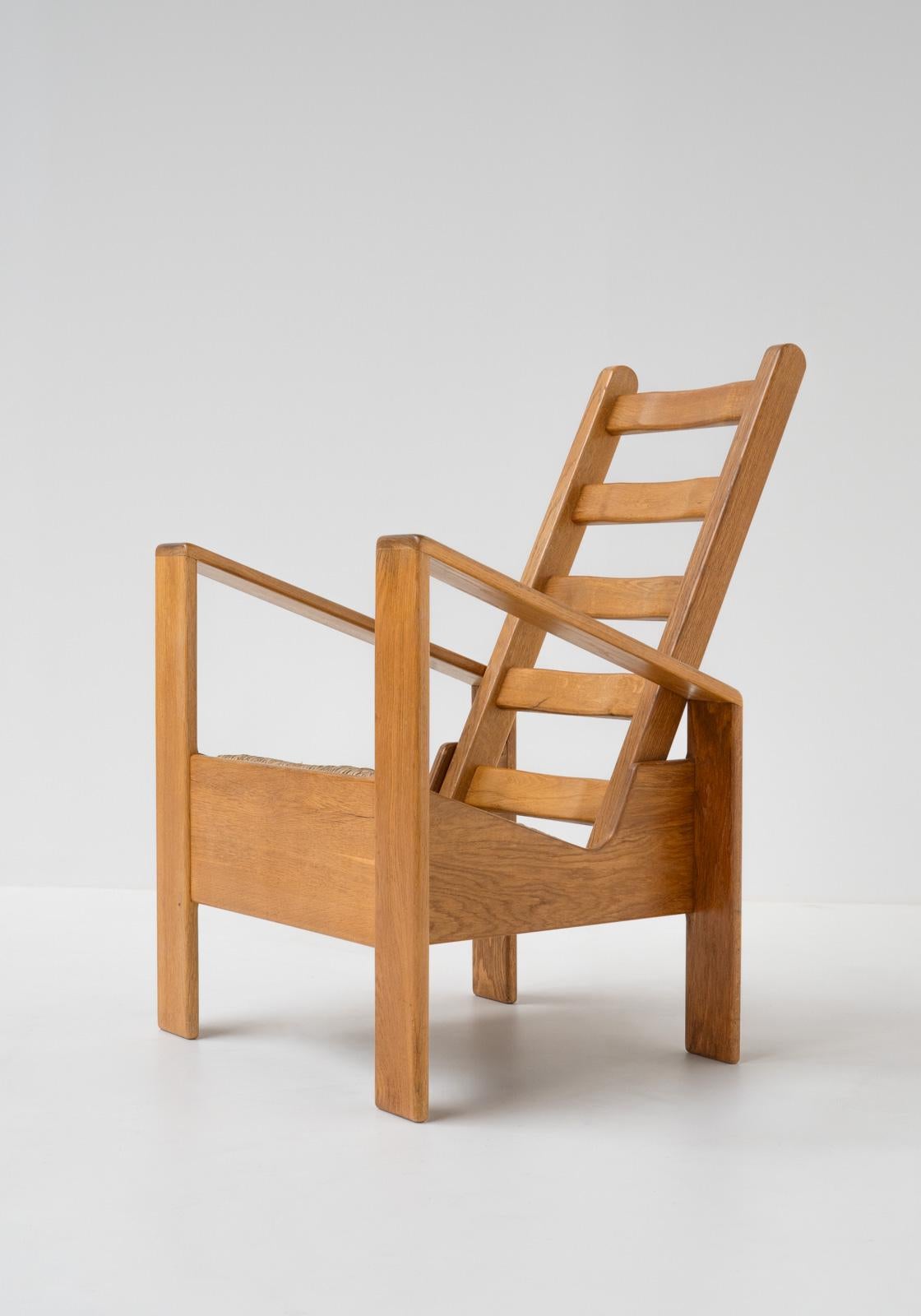 Mid-Century Modern Dutch Modernist Oak Chair, 1980s For Sale