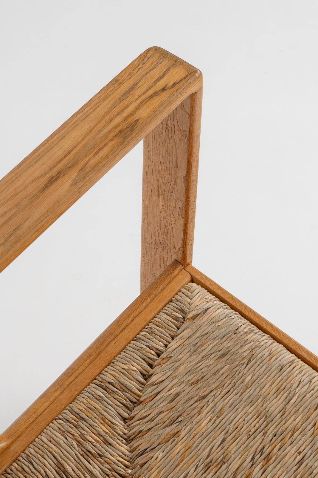Wood Dutch Modernist Oak Chair, 1980s For Sale