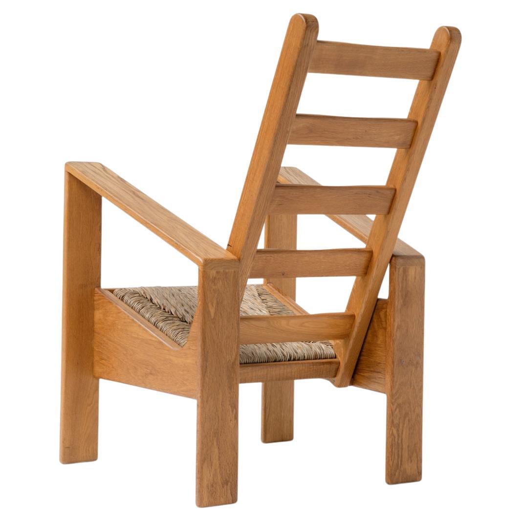 Dutch Modernist Oak Chair, 1980s