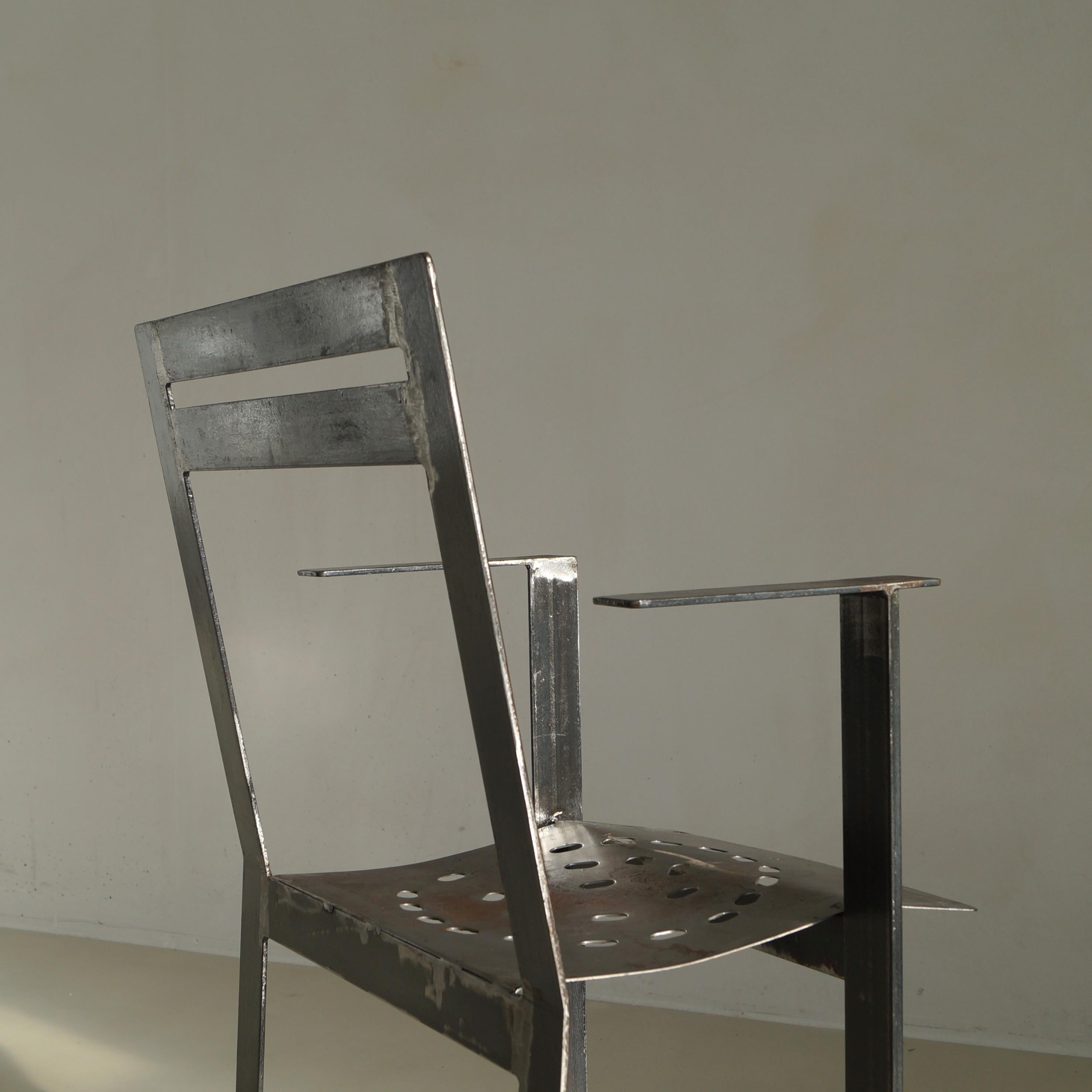 Sillón modernista holandés de acero de Albert in 't Veld, años 80 en venta 8