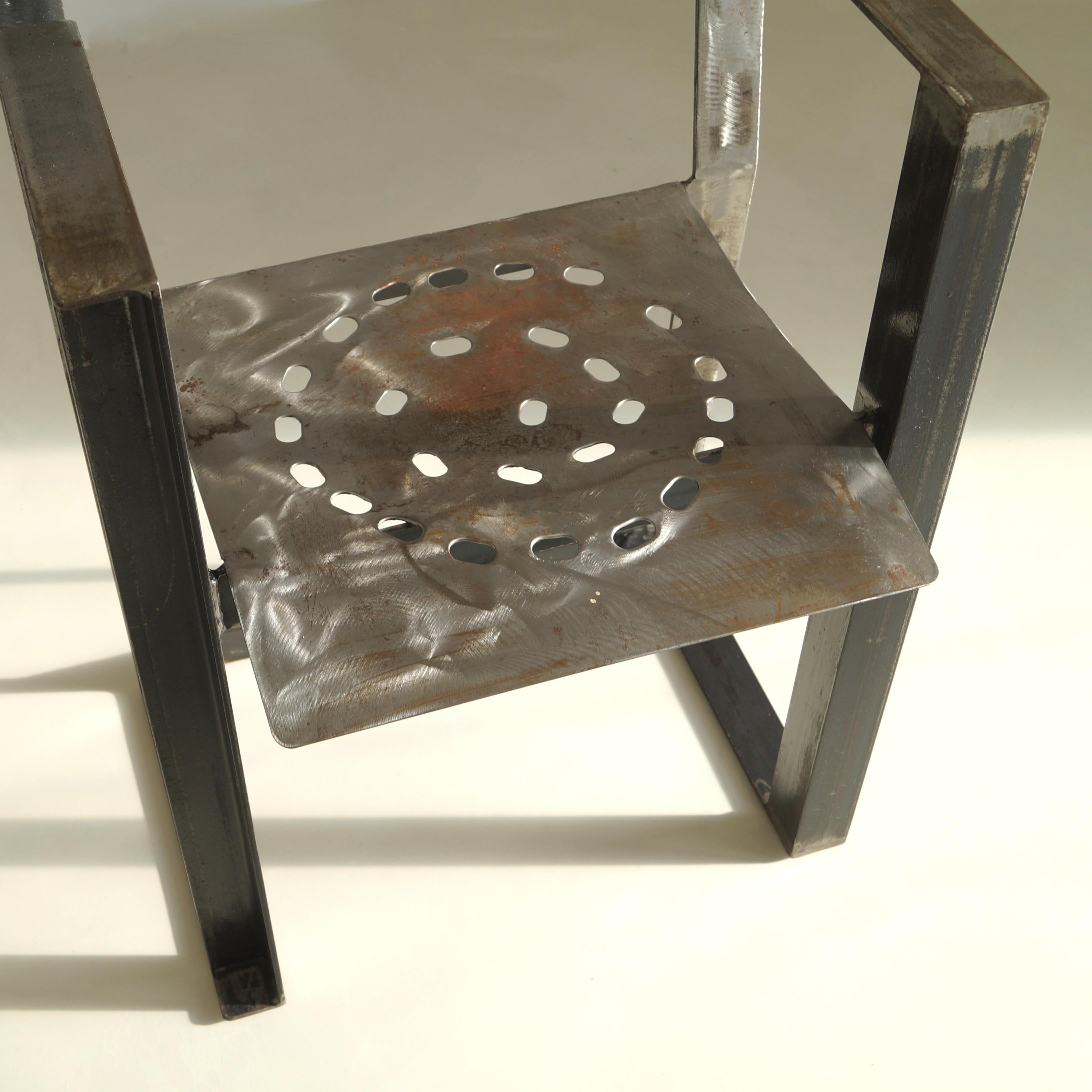 Sillón modernista holandés de acero de Albert in 't Veld, años 80 en venta 9