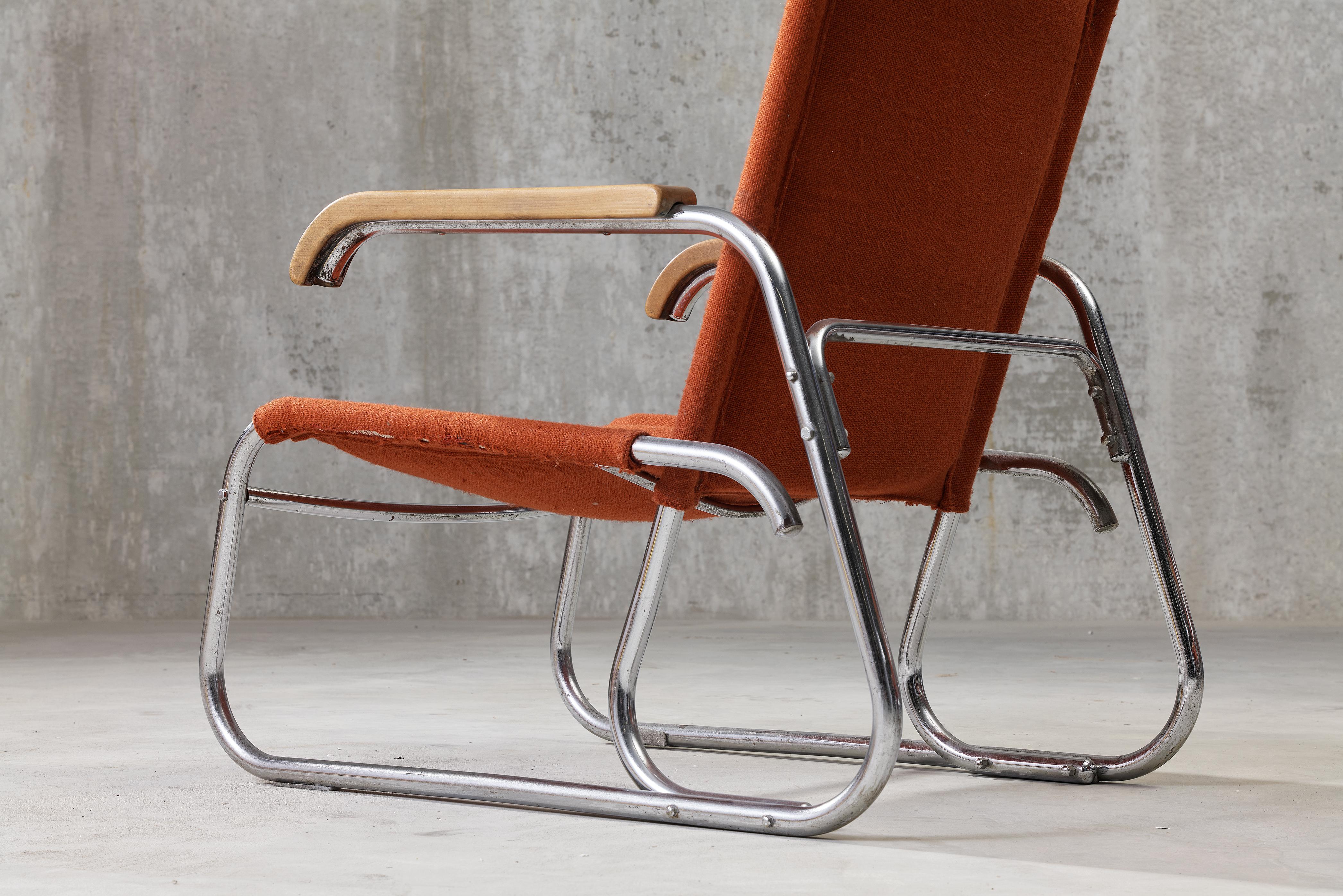 Dutch Modernist Tubular Steel Armchairs in the manner of Marcel Breuer For Sale 2