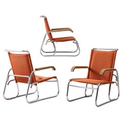 Dutch Modernist Tubular Steel Armchairs in the manner of Marcel Breuer