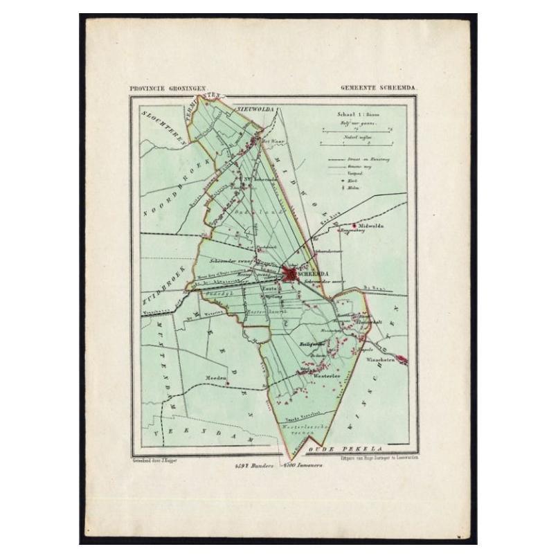 Dutch Municipality of Scheemda in Groningen, Kuyper, 1865 For Sale