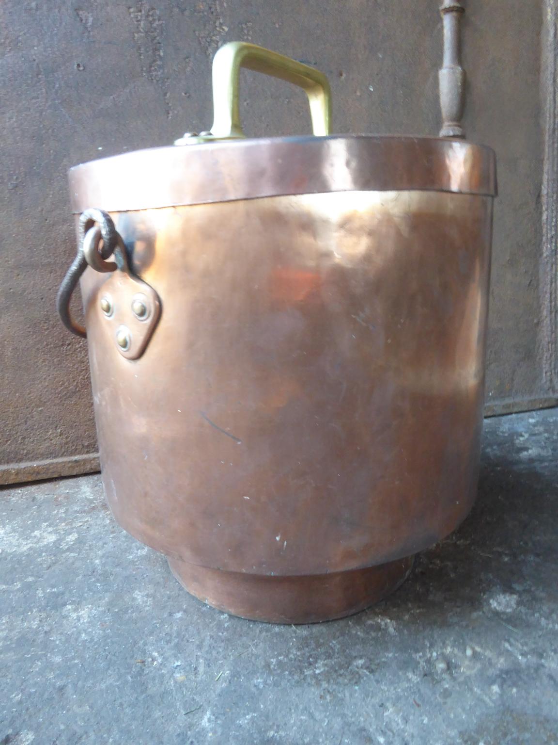 Dutch Napoleon III Log Basket, 19th Century, Copper and Brass 2