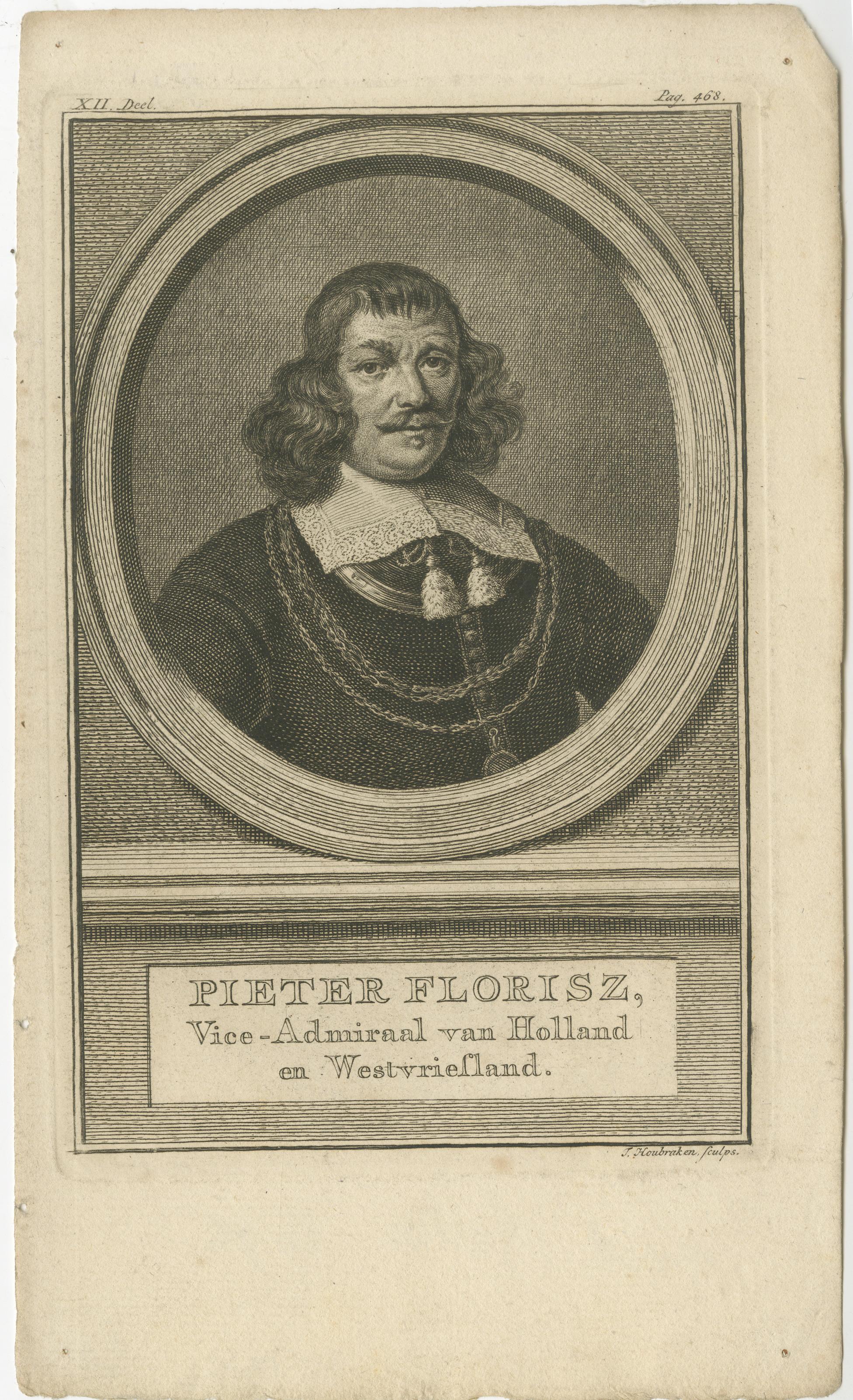 Dutch Naval Leaders – Florisz, Sweers, and Van Nes, c.1750 Copper Engravings

This set of three finely engraved 18th-century portraits presents prominent naval commanders of the Dutch Republic: Pieter Florisz, Vice-Admiral of Holland and West