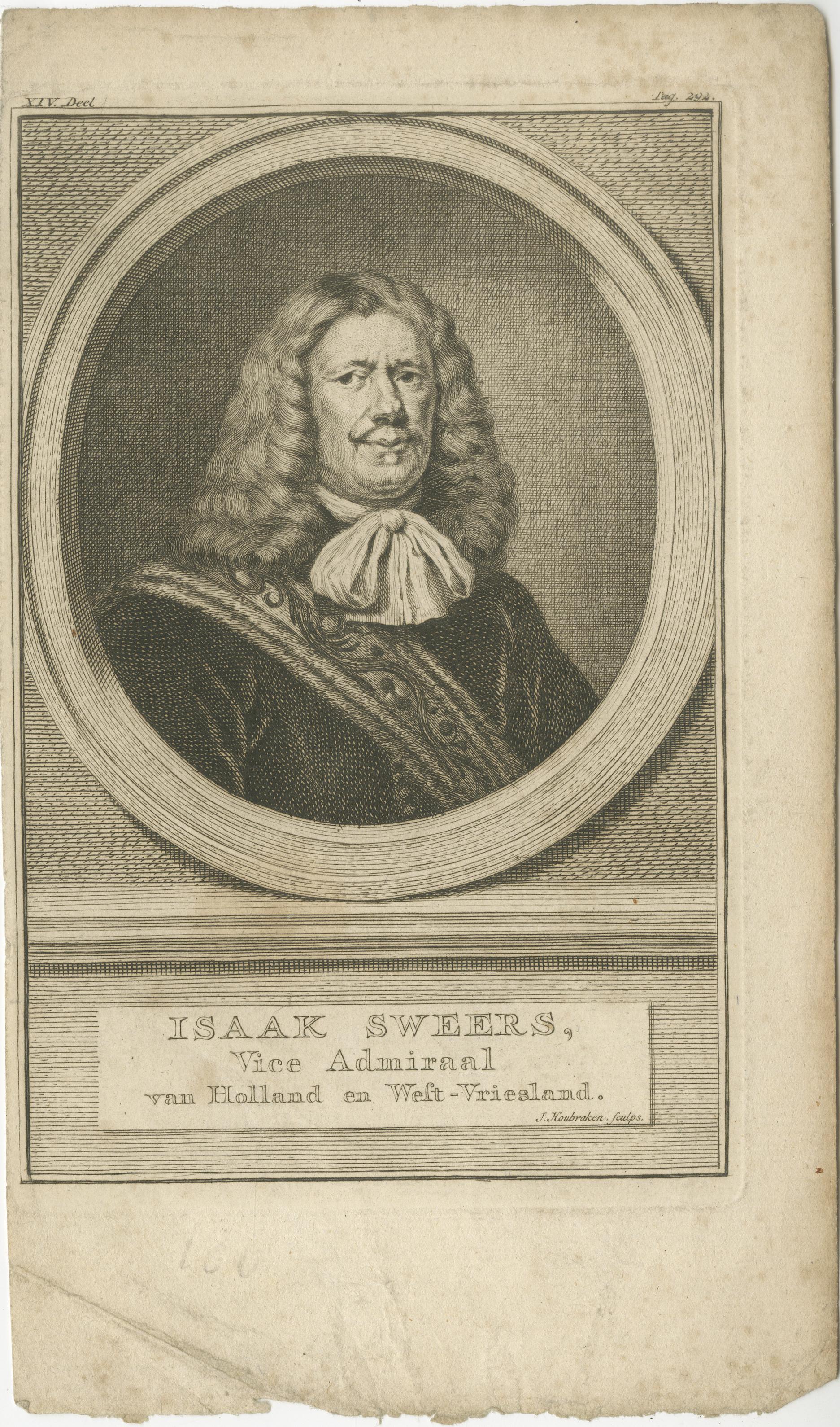 Engraved Dutch Naval Leaders – Florisz, Sweers, and Van Nes, c.1750 Copper Engravings For Sale