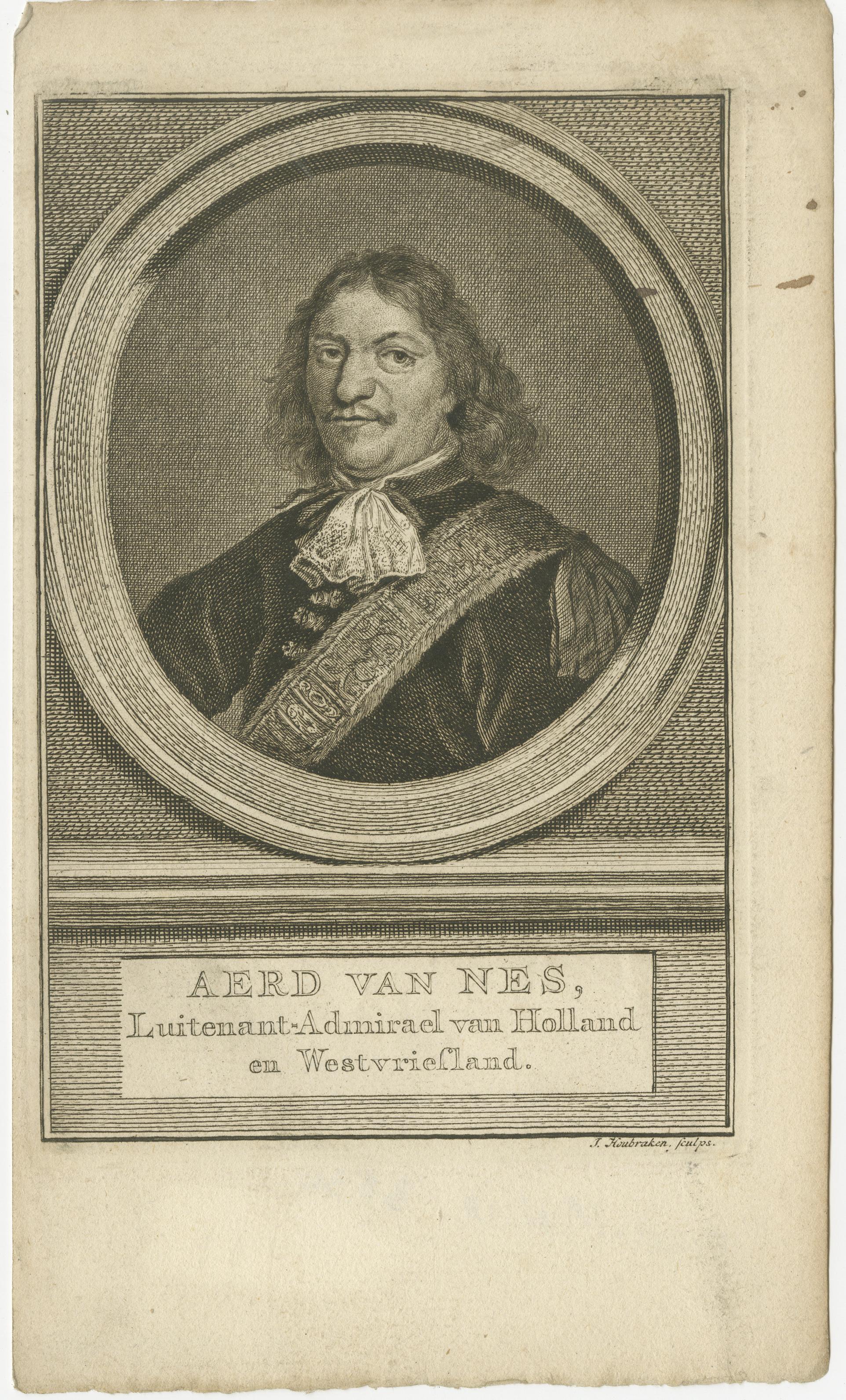Dutch Naval Leaders – Florisz, Sweers, and Van Nes, c.1750 Copper Engravings In Good Condition For Sale In Langweer, NL