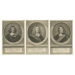 Dutch Naval Leaders – Florisz, Sweers, and Van Nes, c.1750 Copper Engravings